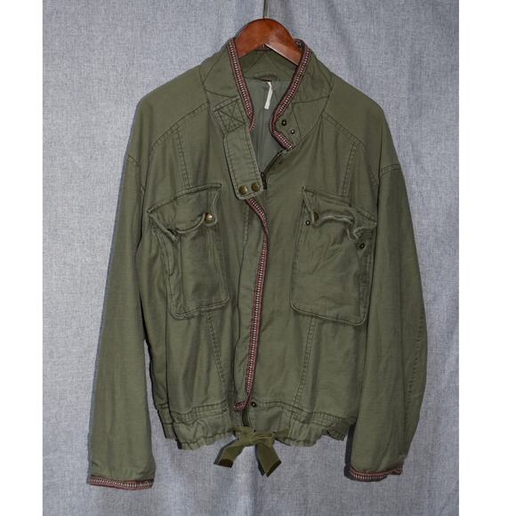 Free People Olive Green Utility Military Jacket Size Large - Picture 1 of 4
